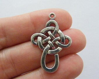6 Celtic knot cross charms antique silver tone C47