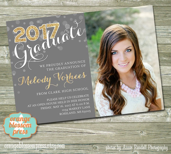 Glitter Graduation Announcement Custom Photo Graduation