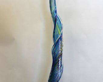 Hand Blown Glass Garden Leaf Art Outdoor Sculpture Decor Aqua 7639 Oneil