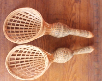 Pair Of Woven Wicker Tussie-Mussies/ Floral Bouquet Holders