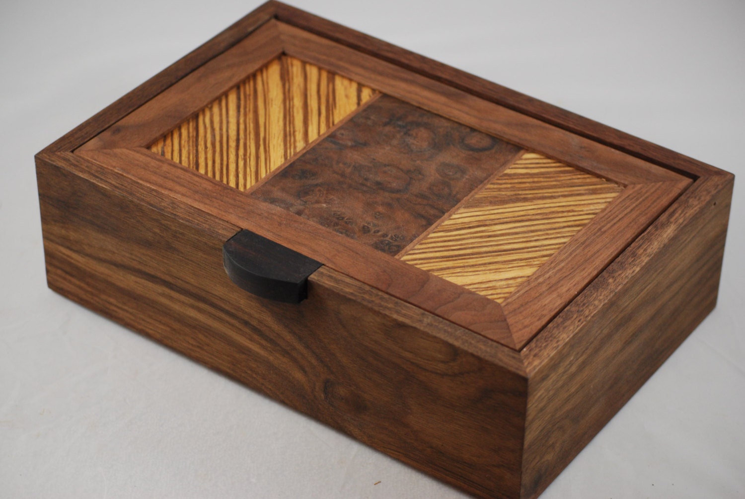 Walnut & Zebra Wood Watch box by squartucy on Etsy
