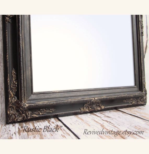 Framed Black Mirror For Sale Baroque DECORATIVE ORNATE Rustic