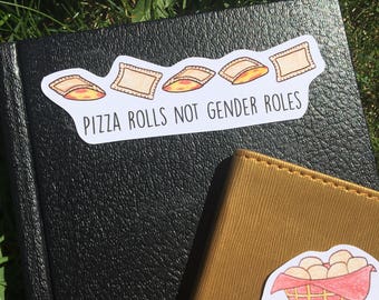 Feminist Laptop Sticker - Pizza Rolls Not Gender Roles - Vinyl Sticker - Laptop Decal - Feminist Sticker - Vinyl Decal - Waterbottle Sticker