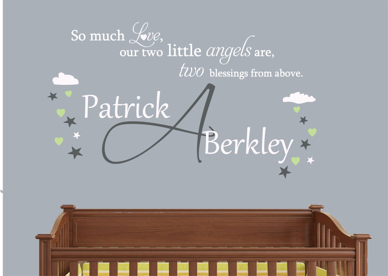 Wall Decal Nursery Children Twins Cute Decor Custom Wall Decal Nursery Children Twins Cute Decor Custom For Kids