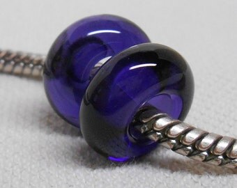 SRA Handmade Lampwork Bead Pair Charm Bracelet Beads Transparent Violet