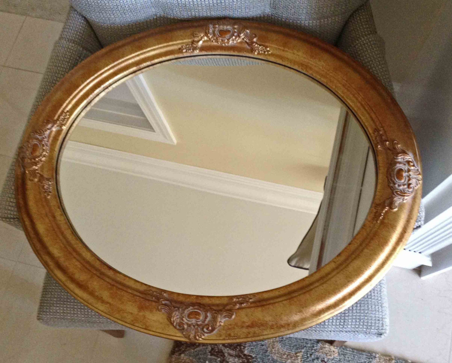 Bombay 16 X 20 Gold Framed Oval Mirror MINT by KathyKupboard