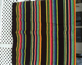 Striped Wool Blanket Vibrant Colored Stripes Black, Hot Pink, Orange,Green and Yellow Stripes Perfect Sleigh Throw Cabin Chic Southwestern