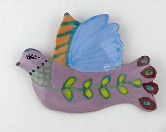 Ceramic Wall Bird, Clay Bird, Ceramic Art, Bird Art, Animal Decorations, Animal Wall Art, Bird Hanging, Hand Made Ceramics, Wall Art
