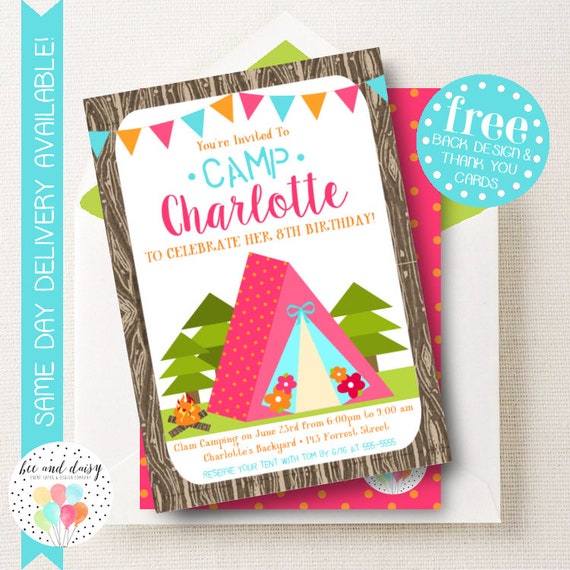 Glamping Invitation Glamping Birthday Invitation Glamping