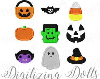 Mini Halloween Solid Fill Set Embroidery Designs 2x2 Vampire Bat Pumpkin Witch Hat Candy Corn Ghost INSTANT DOWNLOAD