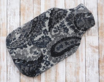 100% Cashmere Hot Water Bottle Cover - Upcycled Sweater - Paisley - Cozy Eco Friendly Sleeve
