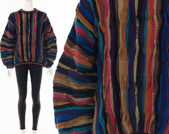 Dark RAINBOW Coogi Sweater Cosby Sweater Notorious BIG Sweater Avant Garde Futuristc Jumper Medium Large