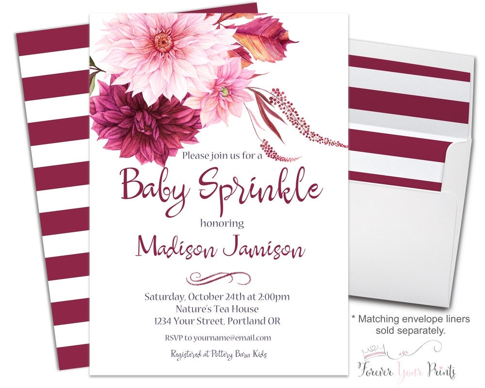 Baby Sprinkle Invitation Printable or Printed Floral Baby