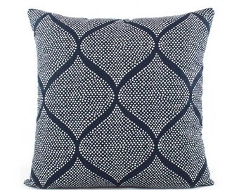 Robert Allen Indigo and White Batik Pillow Cover, 18x18, 20x20, 22x22, 24x24 Euro or Lumbar, Navy Blue, Throw Pillow, Accent Pillow, Mocambo