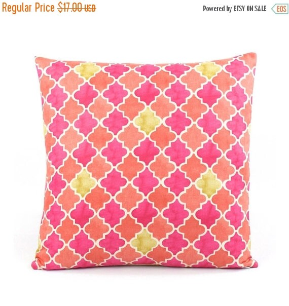 Orange and Hot Pink Pillow Cover 18x18 by