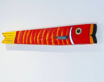 Reclaimed Wood Fish Painted Red Handmade in Vermont