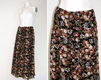 Black floral skirt | Etsy