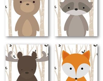 Woodland Nursery Decor // Woodland Nursery Art // Forest Animals Nursery Art // Animal Nursery // Animal Wall Art // PRINTS ONLY