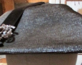 Ladies vintage wide-brim HAT with brooch, black, sold by Davison's a/k/a Macy's in Atlanta
