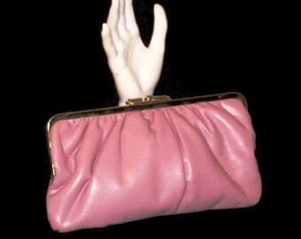80s Pink Clutch Pink Leather Purse Pink Leather Clutch 1970s Leather Handbag Pink Clutch Pink Leather Pocketbook Pink Pocketbook Pink Purse