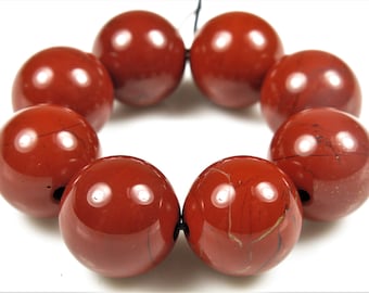 Luscious Quality Brick Red Jasper Large Round Bead - 13mm - 8 Beads - B6590
