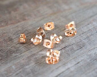 100 pairs Rose Gold Earring Backs 6mm Nickel Free