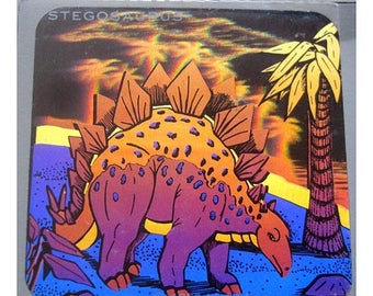 SALE Rare Vintage Hologram Dinosaur Sticker Holographic Stegosaurus
