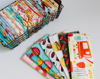 Unpaper Towels Kids Cloth Napkins 12 Lunch Box Napkins - Food Print Napkins - 8" x 8" or 10" x 12" - 1 ply