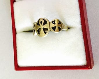 Three ANKH Crosses Ring Size 6.5., VINTAGE Egyptian Sterling Silver Ring, Collectable Item, item no. S509