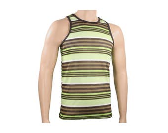 Men's 70's Style Striped Tank Top Shirt