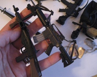 GI Joe vintage accessories. Doll clothes. Miniature guns. Lot.