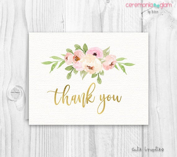 Floral thank you cards baby shower floral thank you card