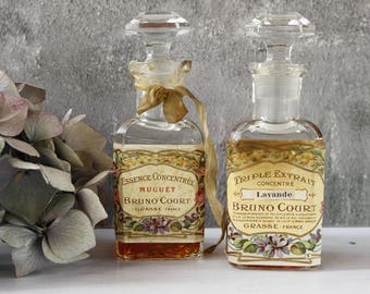 TWO French Antique Perfume Bottles with contents. EXTREMELY RARE, Bruno Court est 1812...Two Bottles...Beautiful.