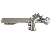 Silver Toned Textured Textured Viking Dragon Head Square Tie Clip