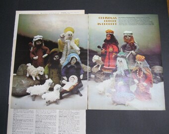 Crochet Pattern for Christmas Creche, four original pages from 1974, Volume 17, McCall's Christmas Make-It Ideas, directions for 7" figures