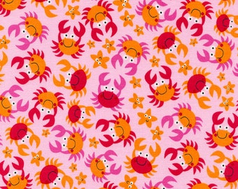 Mini Crabs Pink - 1 Yard Cut - Timeless Treasures - Cotton Fabric - Quilting Fabric - C4146
