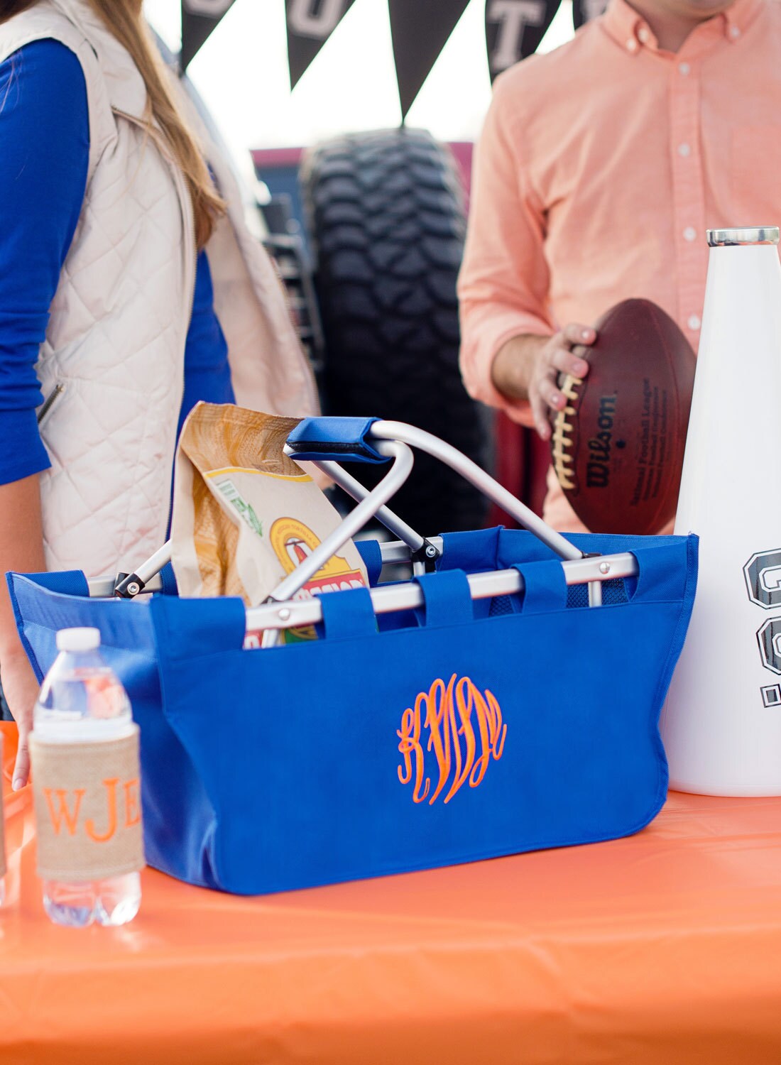 monogrammed picnic basket tote