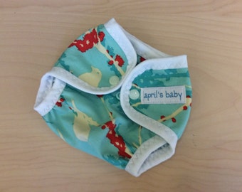 Newborn waterproof cloth diaper cover - fits 6-12 lbs, birds