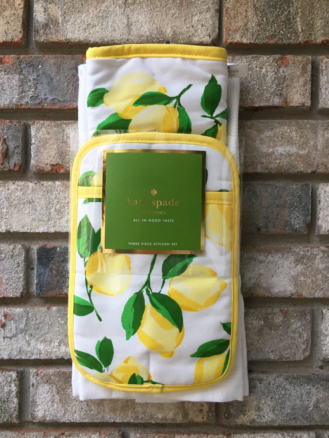 Kate Spade Classic Lemons Monogrammed Kitchen Towel