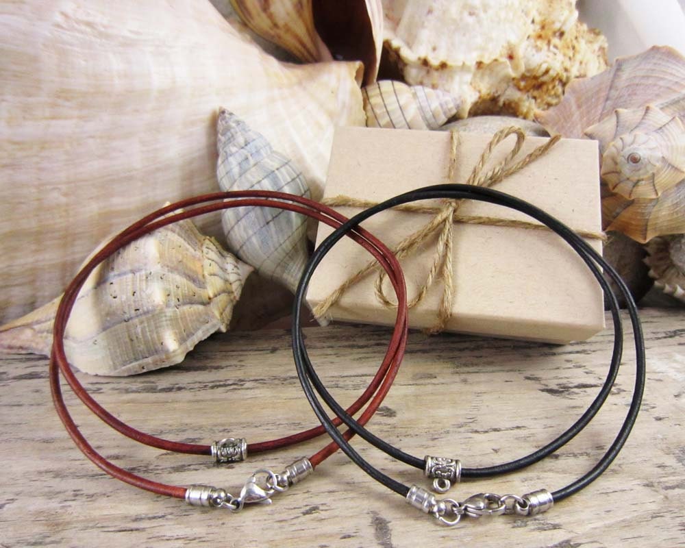 Wood Surfboard Pendant Mens Leather Necklace With Wood