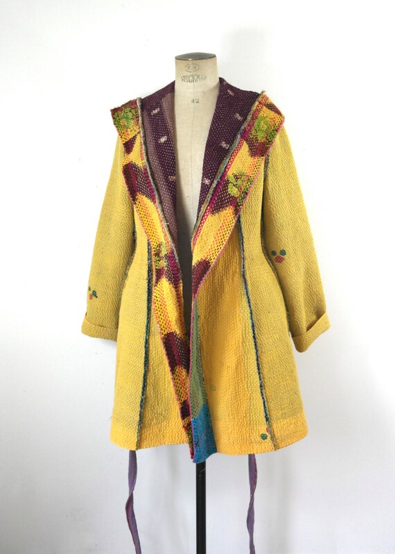 kantha quilt jacket kantha coat kantha jacket hooded coat