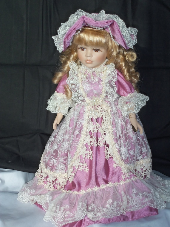 Beautiful Procelain Doll Blonde Vintage Doll by DollsNTotesNThings