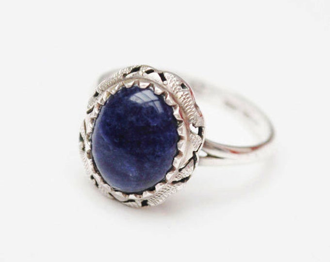 Blue Sodalite ring - Sterling silver- Gemstone - size 6 ring
