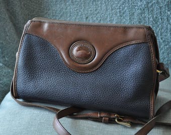 Dooney and Bourke Navy Blue and Brown Leather Purse