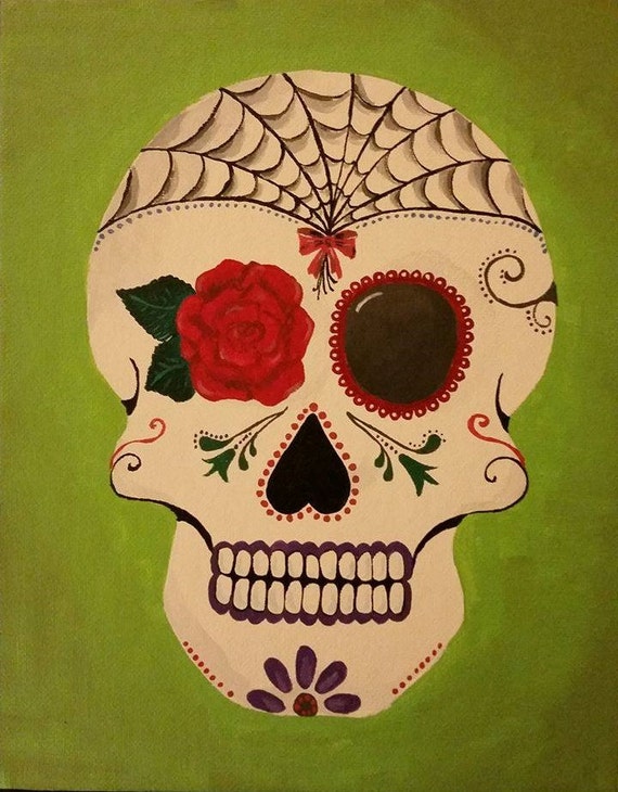 Original Sugar Skull Acrylic Painting My Sugar Skulls