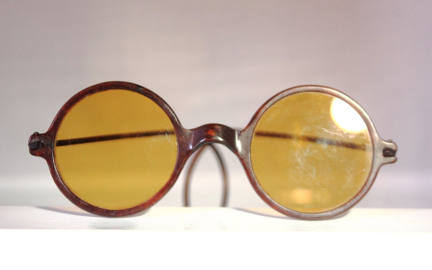 Fantastic 1920s celluloid sunglasses faux tortoiseshell with yellow