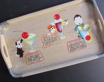 Mid Century Barware Tray Vintage Drinks Tray