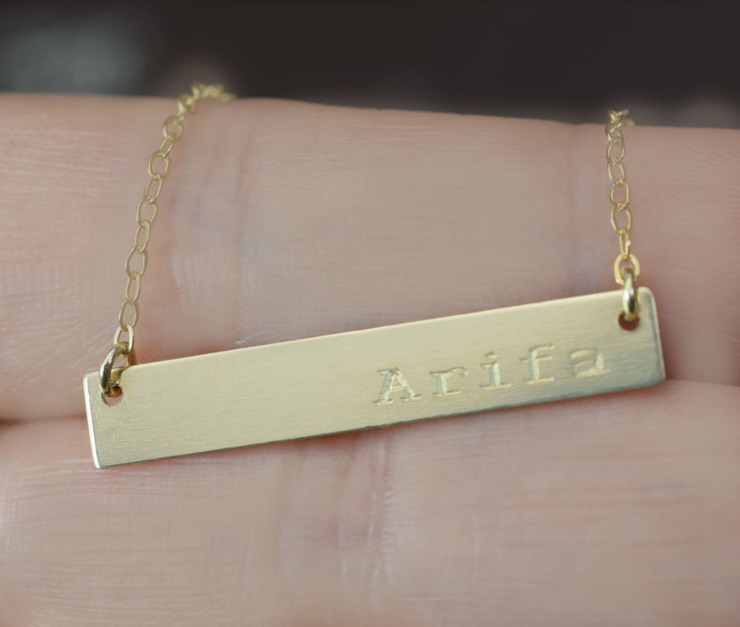 Gold bar necklace Name necklace Gold Name by jewelrycraftstudio