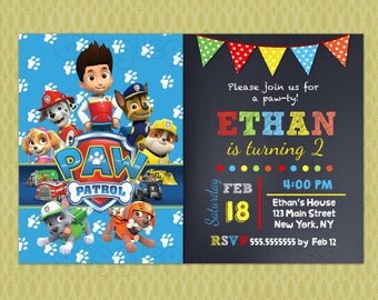 Paw Patrol Birthday Invitations - Paw Patrol Invitations - DIY Printable - Boy - Girl