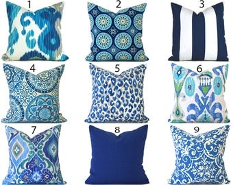 Blue Outdoor Pillows ANY SIZE Outdoor Cushions Outdoor Pillow Covers Decorative Pillows Outdoor Cushion Covers Best Pillow OD You Choose